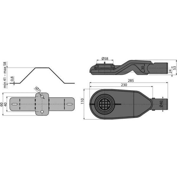 Экстра низкий сифон DN40 и комплект регулируемых ног, арт. APZ-S6