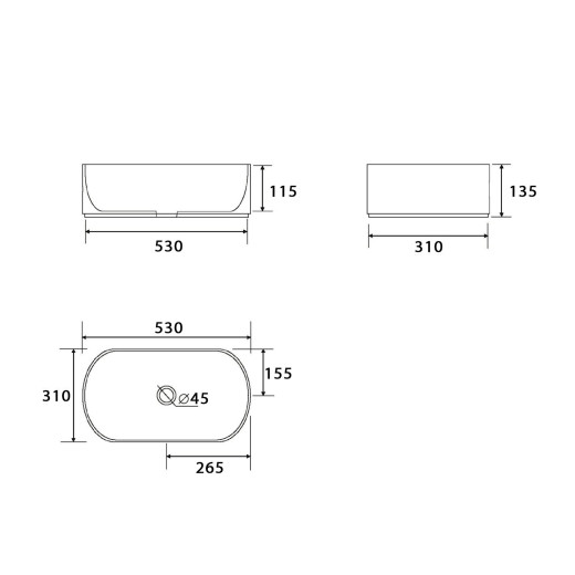 Умывальник накладной, овальный Point Виктория 53, PN43061
