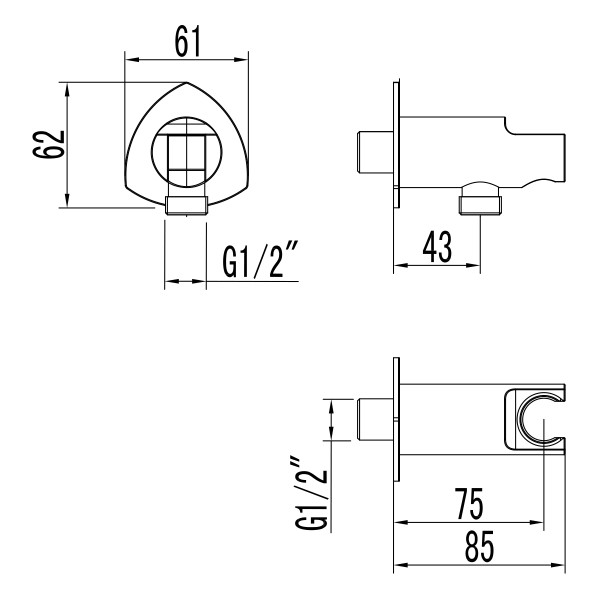 Подключение для душевого шланга с креплением для лейки Lemark LM3585C для LM3519C, хром