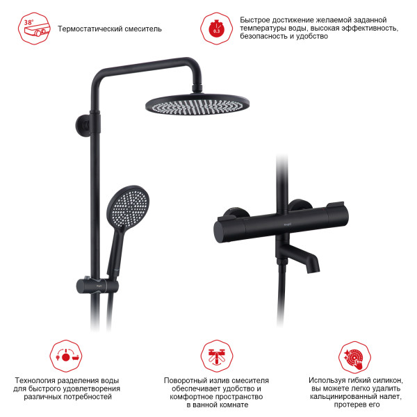 Душевая система для ванны с термостатом RAGLO R20.26.06