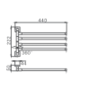 Держатель для полотенец HAIBA HB8614, четверной поворотный 400 мм, хром