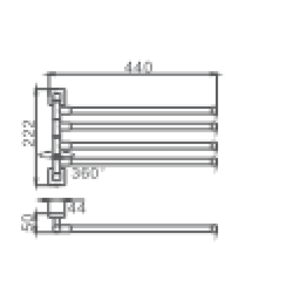 Держатель для полотенец HAIBA HB8614, четверной поворотный 400 мм, хром