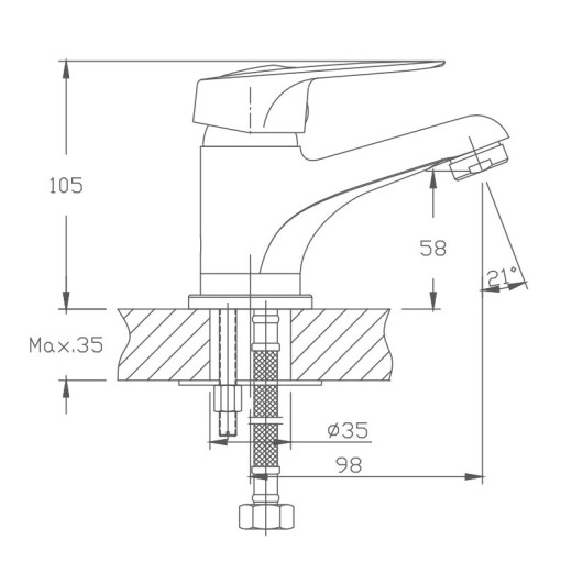 Смеситель для раковины HAIBA HB1037, латунь, хром
