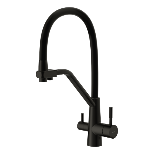 Смеситель Cersanit для кухни VIVO однорычажный с фильтром с гибким изливом, черный