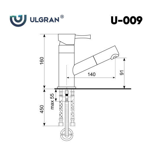 Смеситель для кухни Ulgran U-009-343, антрацит