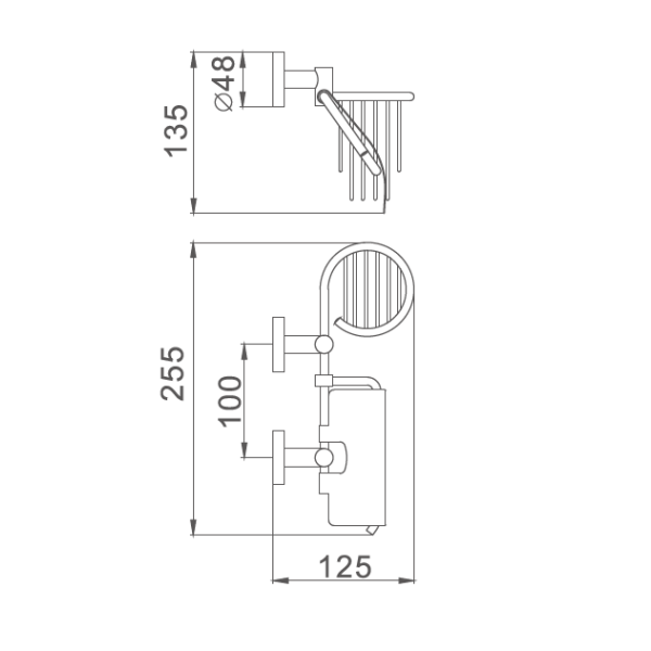 Держатель для туалетной бумаги HAIBA HB1703-1, с подставкой, хром