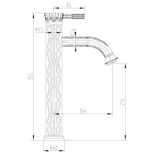 Смеситель Lemark Jasmine LM6609ORB для умывальника монолитный, высокий, черная бронза