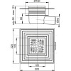 Сливной трап 105 × 105/50 подводка – боковая, решетка – нержавеющая сталь, арт.APV26C