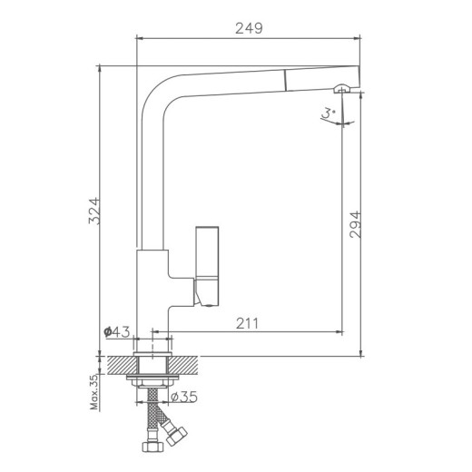 Смеситель для кухни HAIBA HB70501, латунь, хром