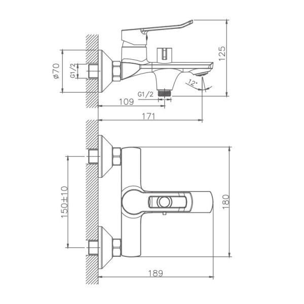 Смеситель для ванны HAIBA HB60556, латунь, хром