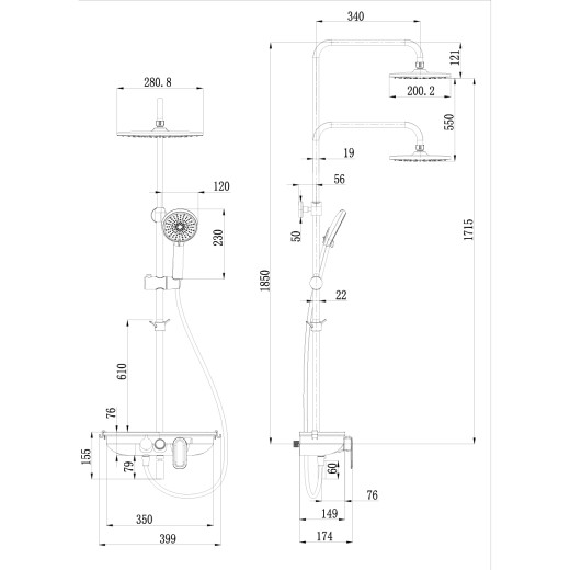 Смеситель Lemark Tropic LM7012C для ванны и душа с верхней душ. лейкой "Тропический дождь", хром