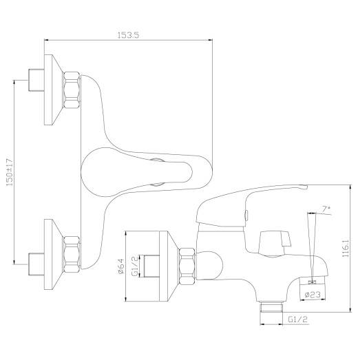 Смеситель Rossinka Y35-30 для ванны
