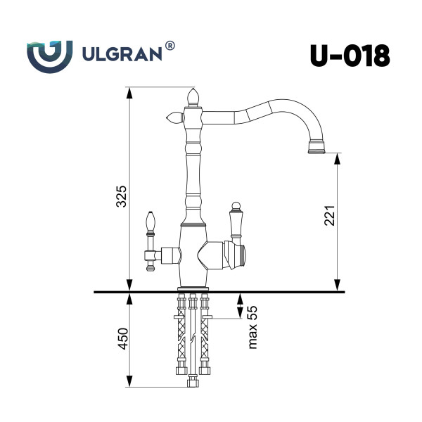 Смеситель для кухни Ulgran U-018 Бронза