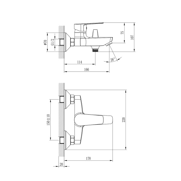 Смеситель Rossinka S35-31 для ванны