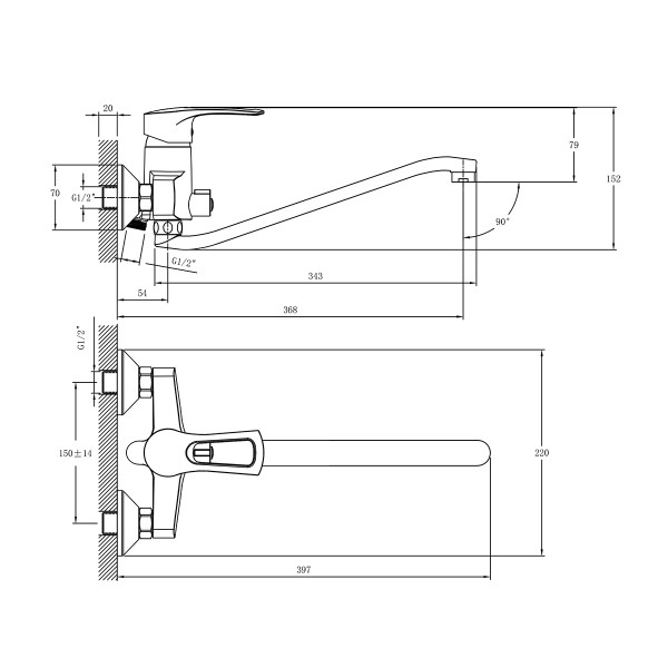 Смеситель Rossinka T40-34 для ванны