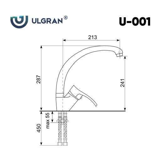 Смеситель для кухни ULGRAN U-001-308, черный