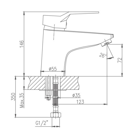Смеситель для раковины HAIBA HB1063, латунь, хром