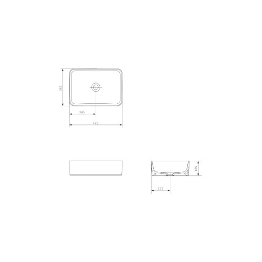 Раковина Cersanit на столешницу CREA 50 RECTANGULAR 0 отв.