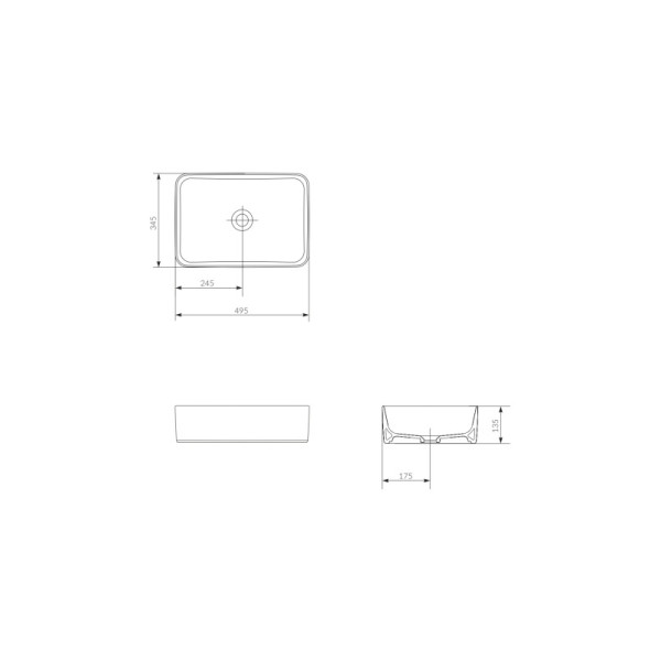 Раковина Cersanit на столешницу CREA 50 RECTANGULAR 0 отв.