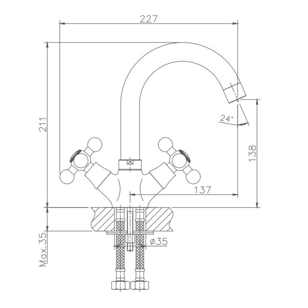 Смеситель для раковины HAIBA HB1219, латунь, хром