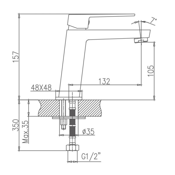 Смеситель для раковины HAIBA HB11191, высокий, латунь, хром