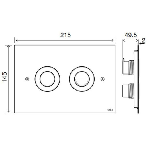 Панель пневматическая двойная OLI Trend, сталь, глянец, антивандальный