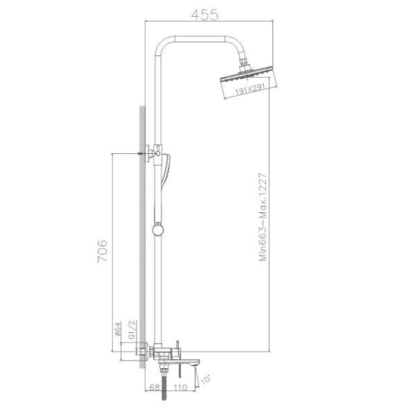 Душевая система HAIBA HB24505-3, тропический душ, латунь, оружейная сталь