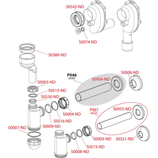Cифон для писсуара горизонтальный, арт. AG210901240 (аналог A45B)