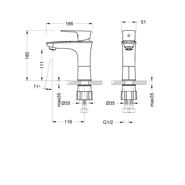 Смеситель Lemark Nero LM0206C для умывальника монолитный, хром