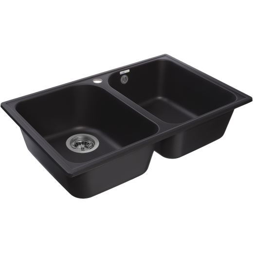 Мойка кухонная GranFest GF-Z15 2 чаши 740*480 (черный)