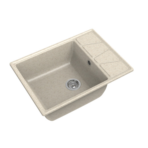 Мойка кухонная GranFest VERTEX GF-V-680L чаш+кр 680*500мм, бежевый, мрамор