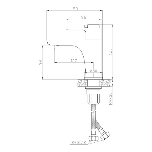 Смеситель Rossinka RS50-11 термостатический для умывальника монолитный, хром