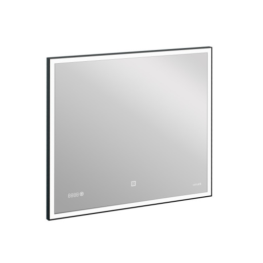 Зеркало LED 011 design 80x70 с подсветкой часы металл. рамка прямоугольное