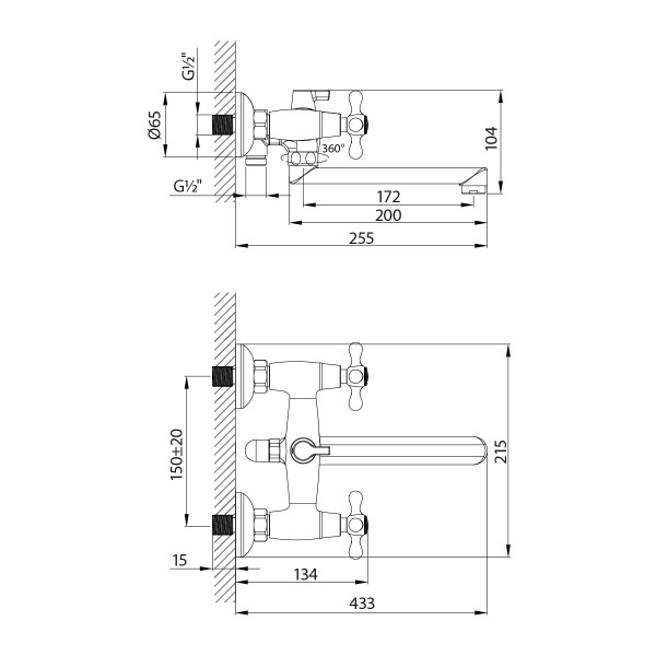 Смеситель Lemark Standard LM2113C универсальный с плоским изливом 200 мм, хром