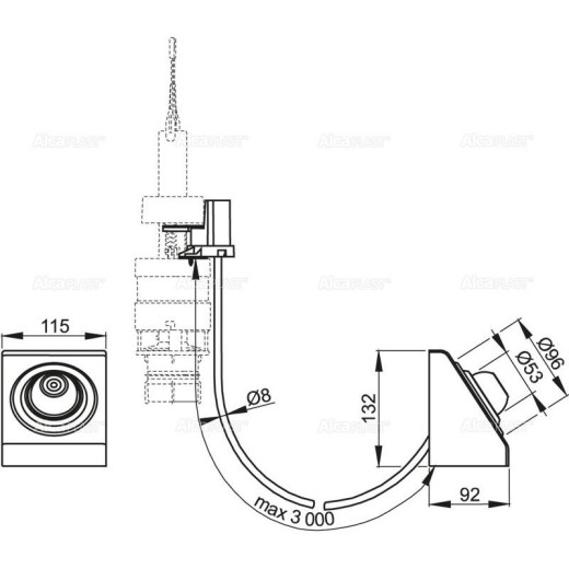 Кнопка пневматического смыва на расстоянии – ножное управление, металл, монтаж: в стену, арт. MPO13