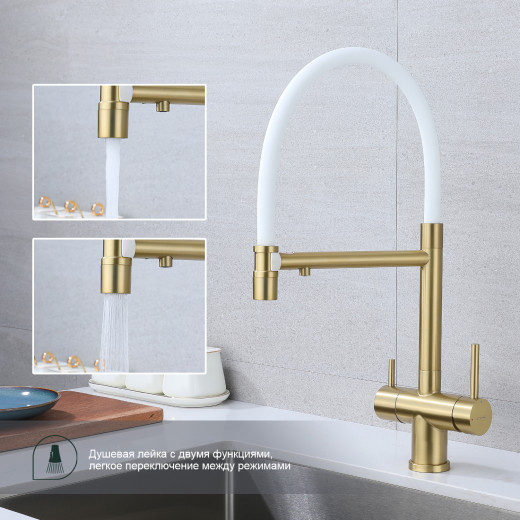 Смеситель для кухни со съемным изливом и подключением фильтра питьевой воды SPLENKA S70.63.03