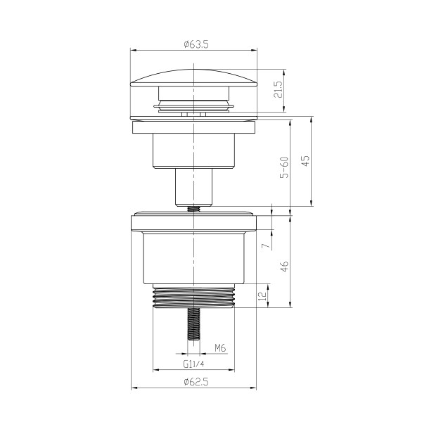 Донный клапан LM8500G универсальный Click/Clack 1 ¼, золото