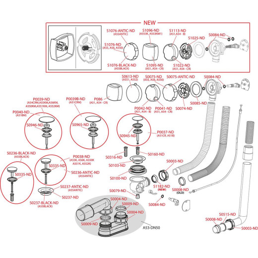 Сифон для ванны автомат комплект металл черный, арт. A55BLACK