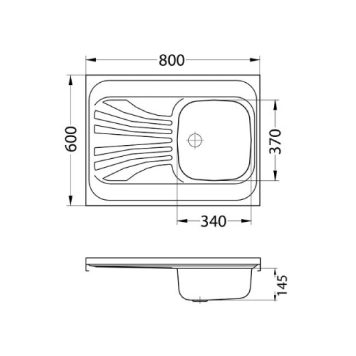 Мойка кухонная накладная Alveus CLASSIC 30R NAt-60 800X600 правая в комплекте с сифоном 1011717