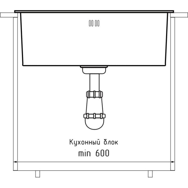 Мойка GF METAL нерж.сталь AISI 304 1 чаша 530*440*215 мм арт.GF-5344 нерж