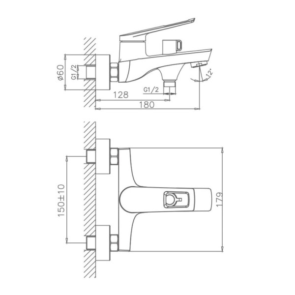 Смеситель для ванны HAIBA HB60595, латунь, хром