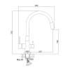 Смеситель для кухни HAIBA HB76858-7 с подключением фильтра, гибкий излив, латунь, черный/хром