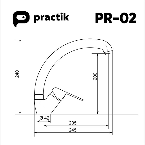 Смеситель для кухни ULGRAN Practik PR-02-001, белый камень