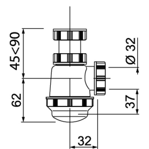 Сифон WIRQUIN 1¼ x 32 мм для биде и умывальников