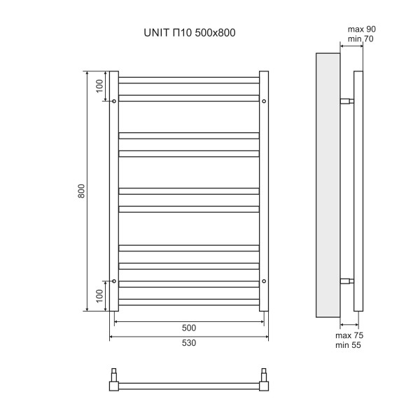 Полотенцесушитель водяной Lemark Unit LM45810 П10 500x800