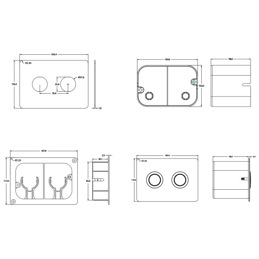Клавиша смыва для пневматической инсталляции Point Венера, установка в стену, белый/хром, PN44072WC
