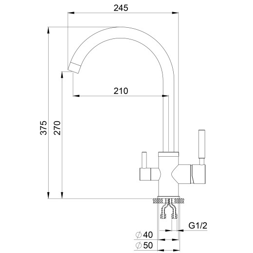 Смеситель Granula GR-2168 алюминиум для кухни