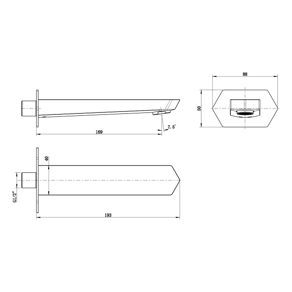 Наполнитель для ванны Lemark LM3981C встраиваемый, 169 мм, для LM3922C, хром