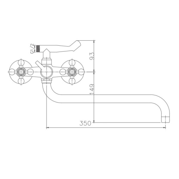 Смеситель для ванны HAIBA HB2619-2, длинный излив, латунь, хром