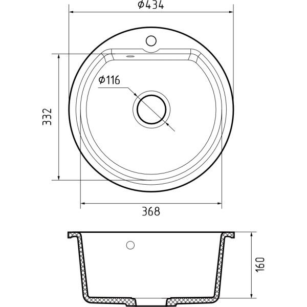 Мойка кухонная GranFest SMART 435  1-чаш D-435 песочный